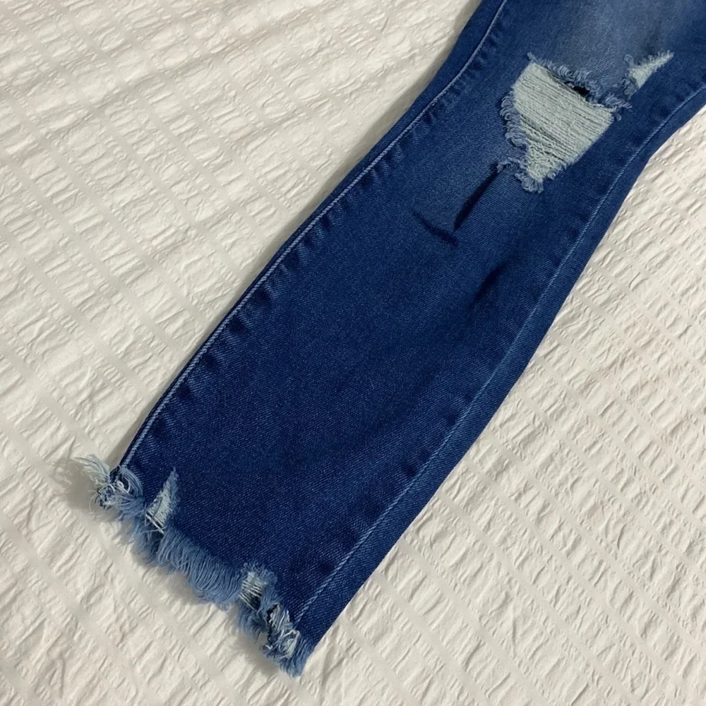 KanCan USA Gloria Jeans High Rise Dark Wash Ankle Skinny‎ Raw Hem Size 25